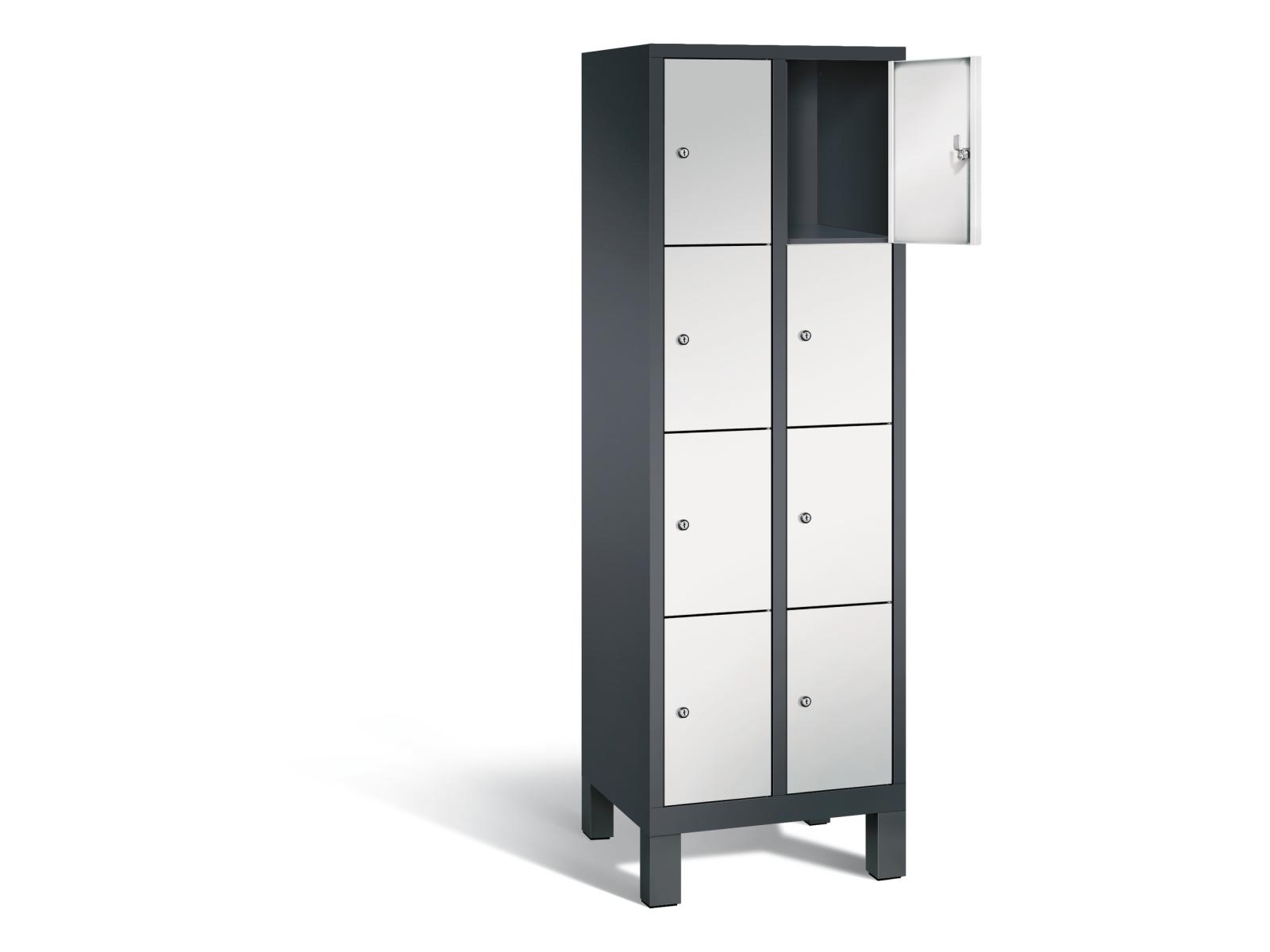 Schließfachschrank F3000 Evolo vier Fächer übereinander - 2 Abteile 300mm Abteilbreite Schließfachschrank F3000 Evolo vier Fächer übereinander - 2 Abteile 300mm Abteilbreite