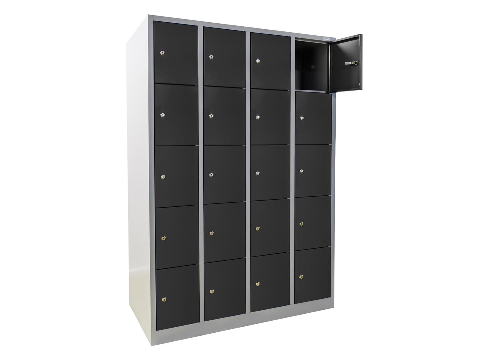 Schließfachschrank Serie Ideal Spind - 20 Fächer / 4 Abteile 300mm Abteilbreite