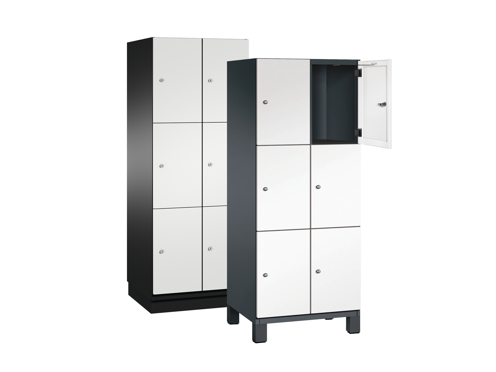 Schließfachschrank Cambio - 6 Fächer / 2 Abteile 300mm Abteilbreite