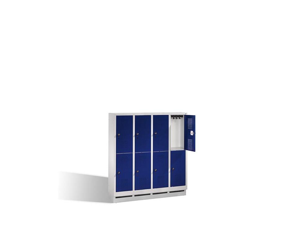 Spind Ben - Garderobenschrank für Kindergärten unterteilt - 4 Abteile / 8 Fächer