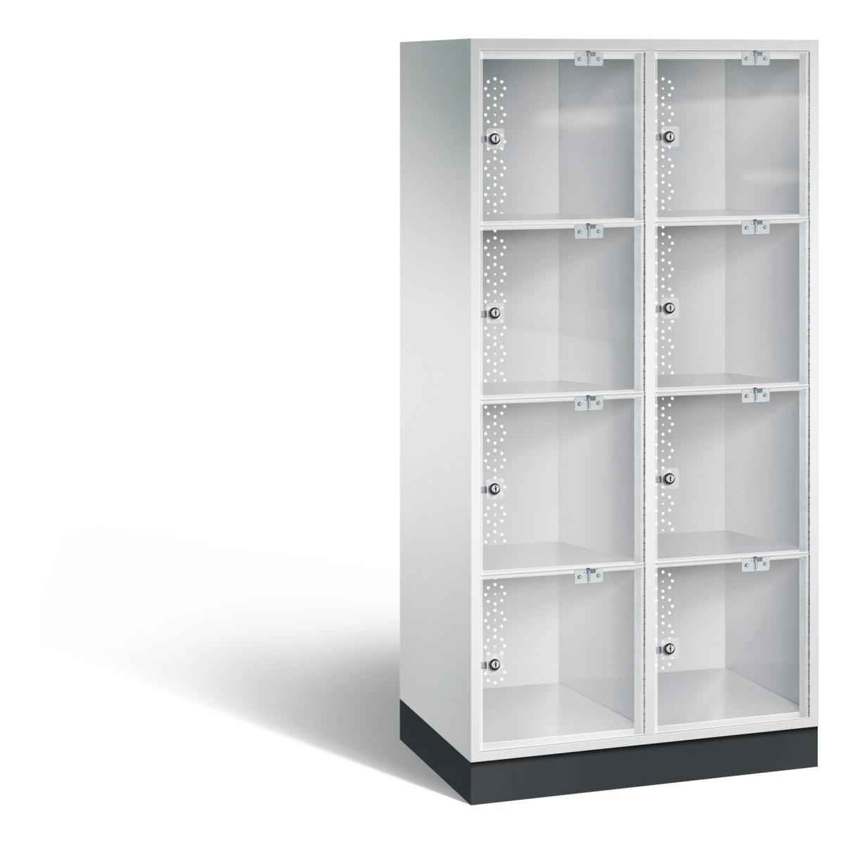 Schließfachschrank S4000 Intro mit Acrylglas 2 Abteile / 8 Fächer / 400mm Abteilbreite