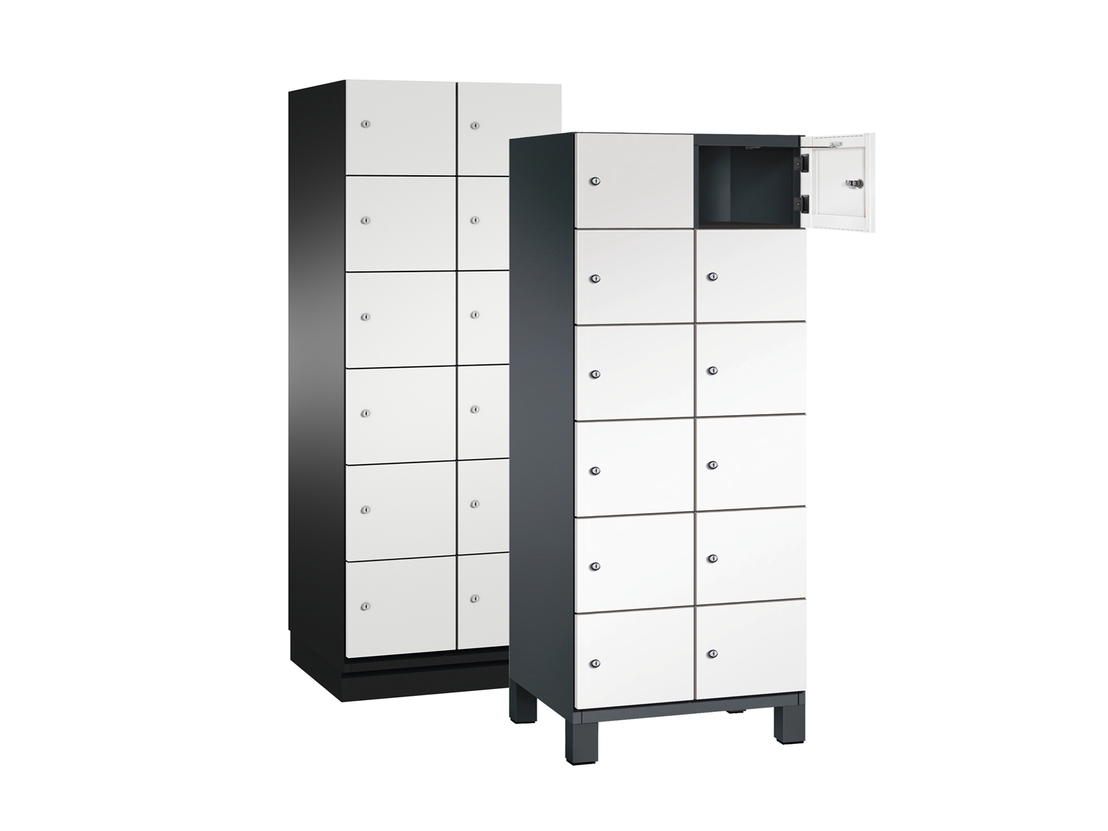 Schließfachschrank Cambio - 12 Fächer / 2 Abteile 300mm Abteilbreite