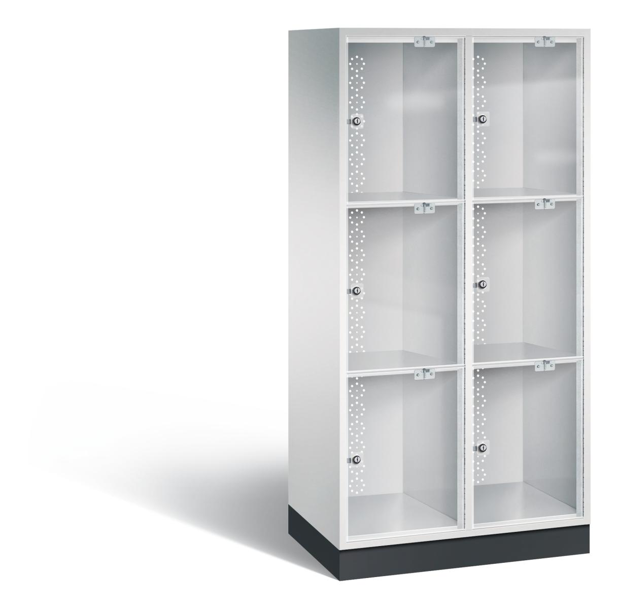 Schließfachschrank S4000 Intro mit Acrylglas 2 Abteile / 6 Fächer / 400mm Abteilbreite