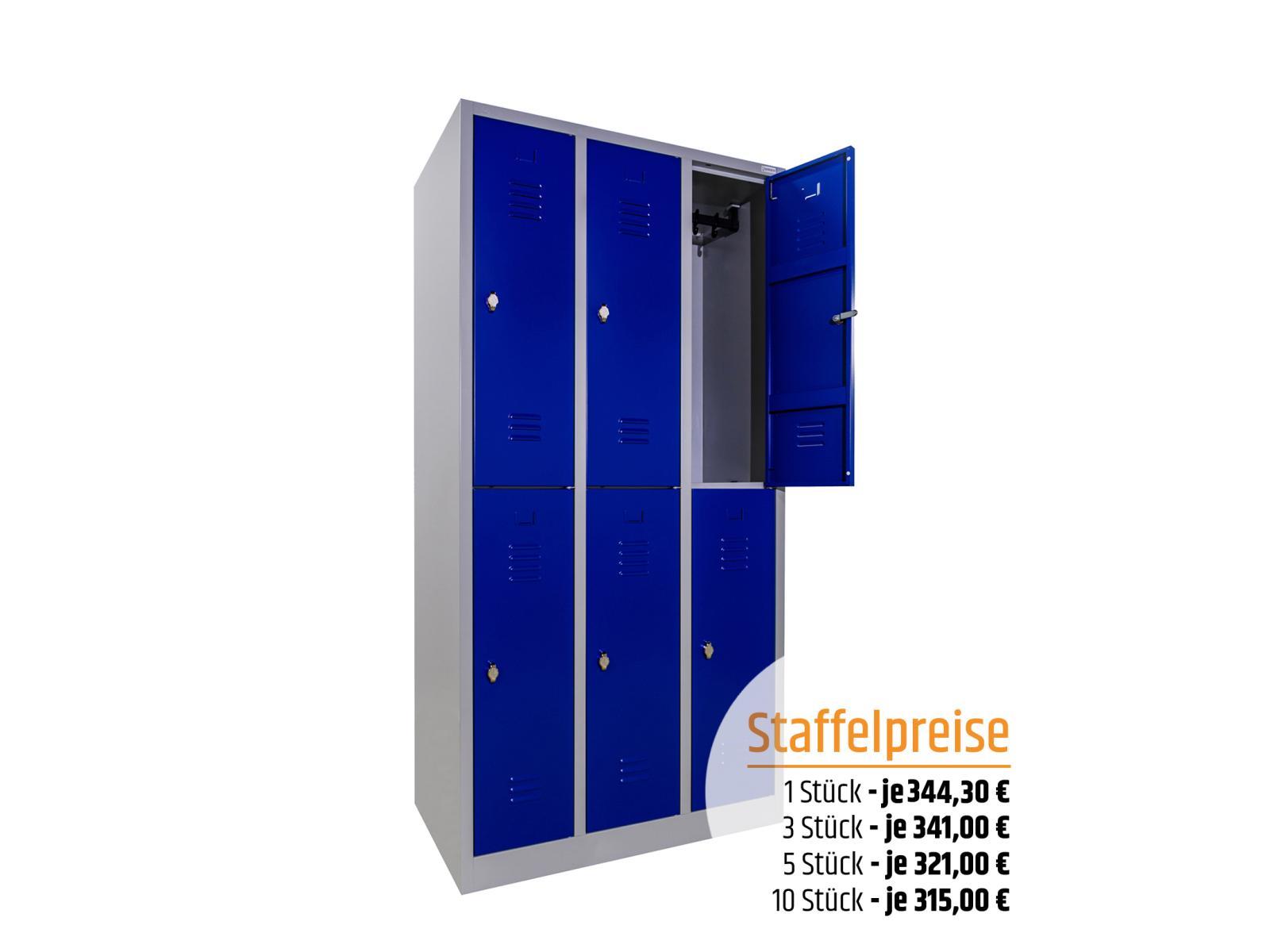 Spind Serie Ideal Spind doppelstöckig - 3 Abteile 300mm Abteilbreite