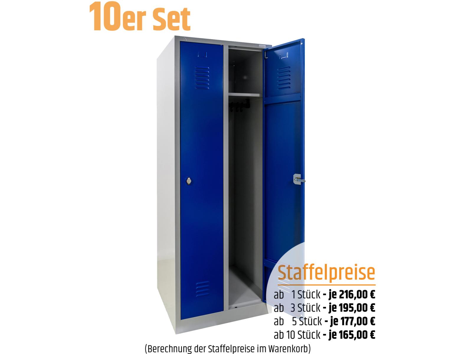 10 Stück Spind Serie IdealSpind - 2 Abteile 300mm Abteilbreite - Einzelpreis 165,00 EUR netto