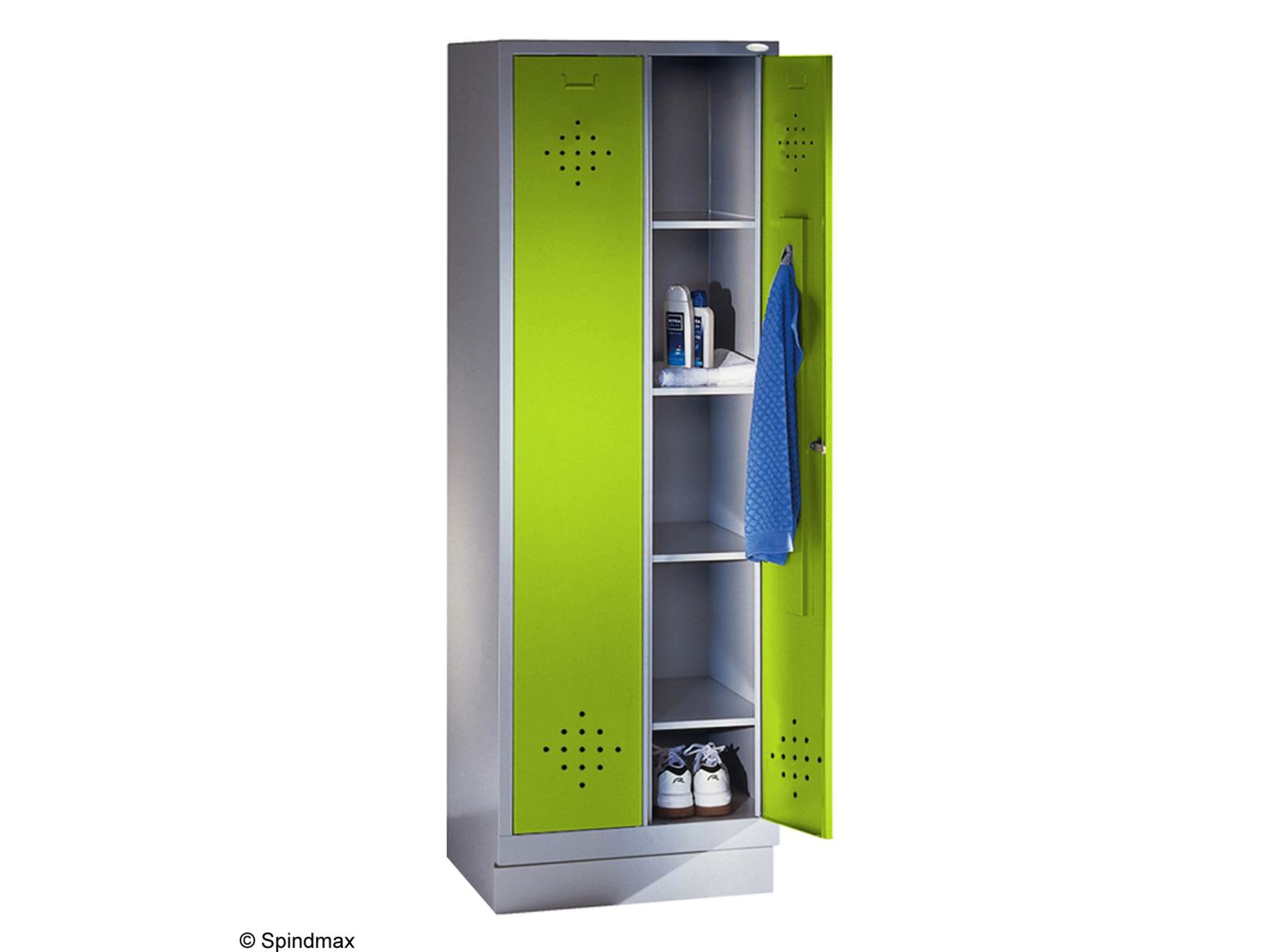 Spind Grüne Linie -Aufbewahrungsschrank mit Sockel -2 Abteile 300mm Abteilbreite