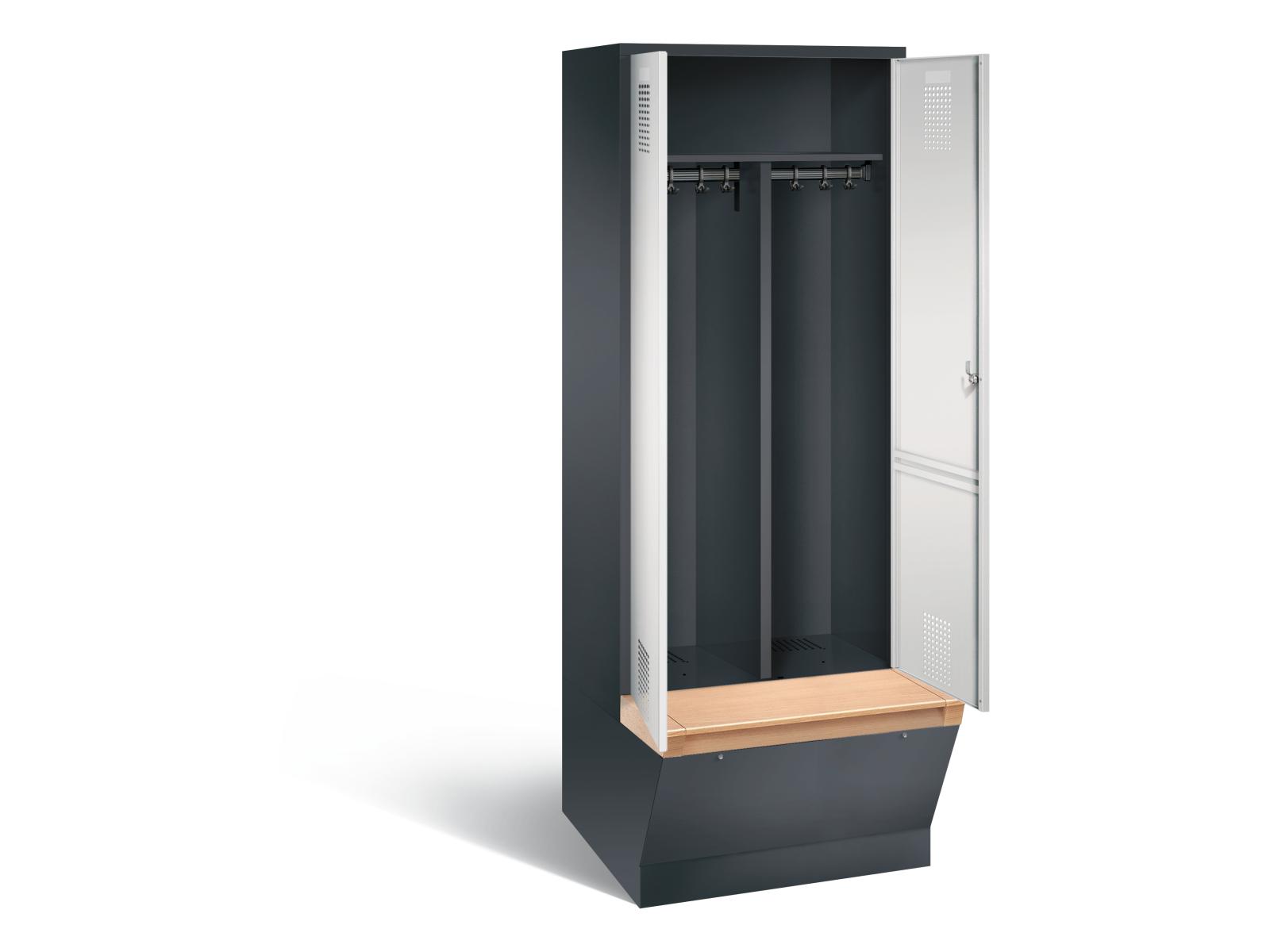 Spind nach Arbeitsstättenrichtlinien S3000 Evolo mit untergebauter Aufbewahrungsbox - für 1 Person 2x400mm Abteilbreite