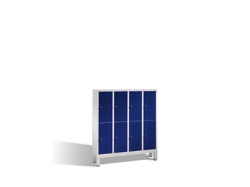 Spind Ben - Garderobenschrank für Kindergärten unterteilt mit Füßen - 4 Abteile / 8 Fächer