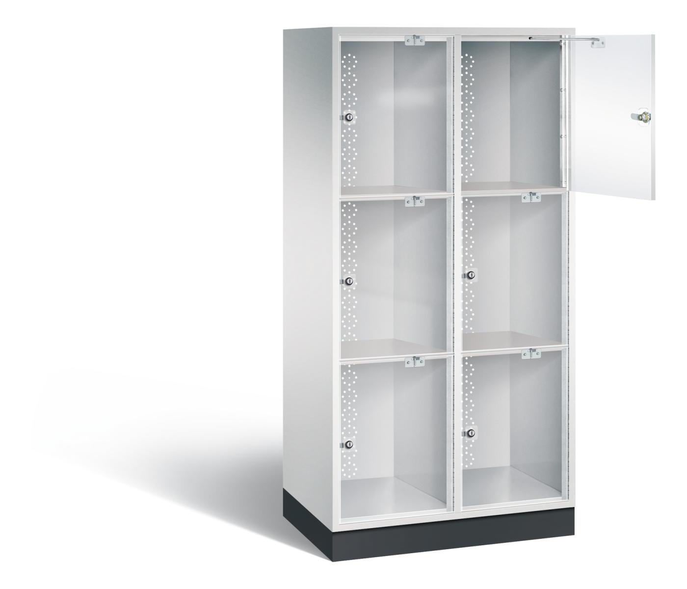 Schließfachschrank S4000 Intro mit Acrylglas 2 Abteile / 6 Fächer / 400mm Abteilbreite