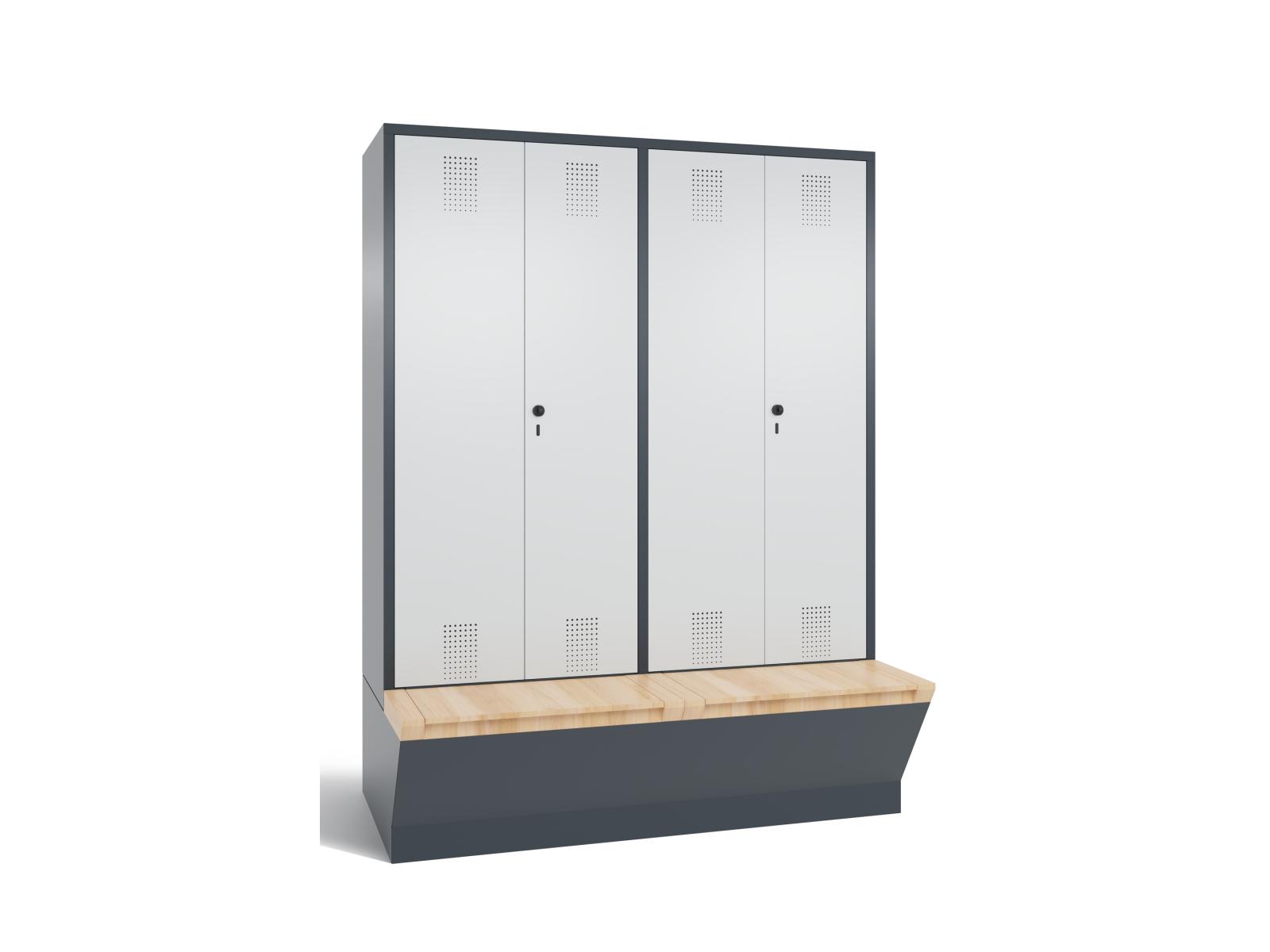 Spind nach Arbeitsstättenrichtlinien S3000 Evolo mit untergebauter Aufbewahrungsbox - für 2 Personen 4x400mm Abteilbreite