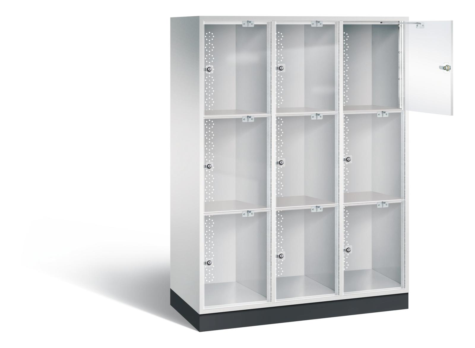 Schließfachschrank S4000 Intro mit Acrylglas 3 Abteile / 9 Fächer / 400mm Abteilbreite