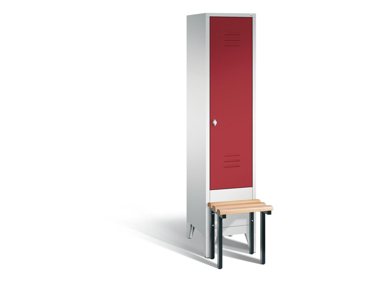 Spind S2000 Classic mit vorgebauter Sitzbank - 1 Abteil 400mm Abteilbreite