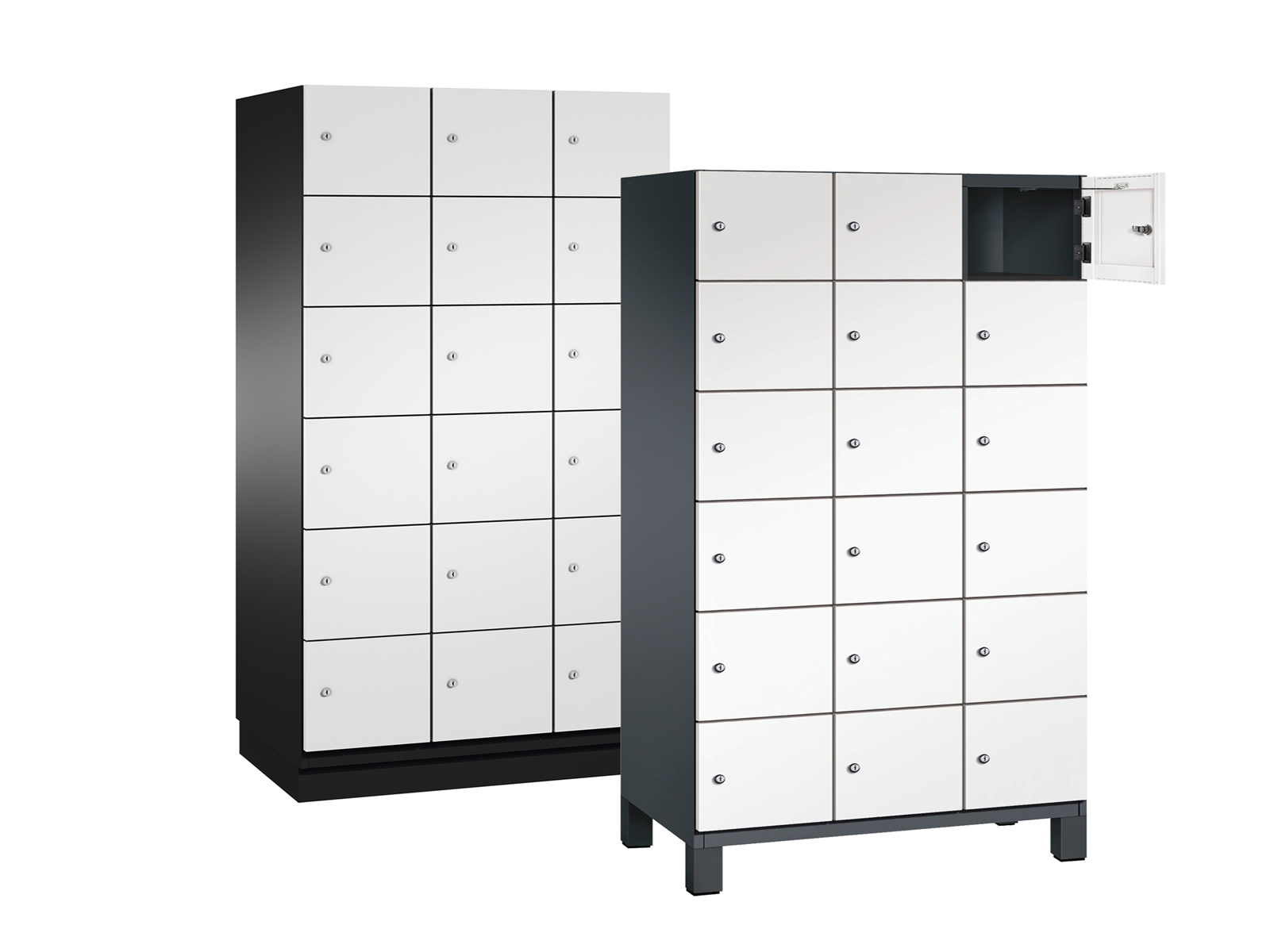 Schließfachschrank Cambio - 18 Fächer / 3 Abteile 400mm Abteilbreite