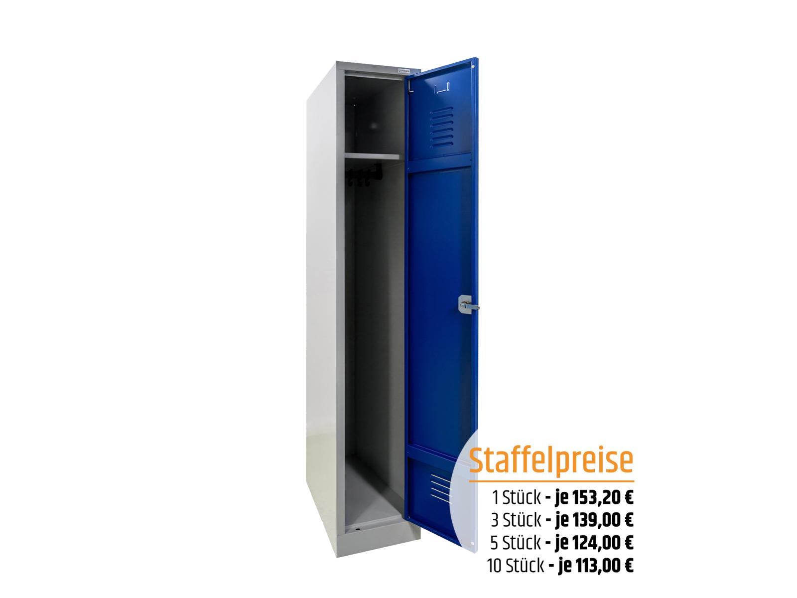 Spind Serie Ideal Spind - 1 Abteil 300mm Abteilbreite Spind Serie Ideal Spind - 1 Abteil 300mm Abteilbreite