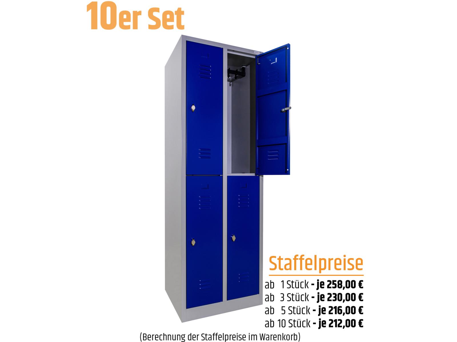 10 Stück Spind Serie IdealSpind doppelstöckig - 2 Abteile 300mm Abteilbreite - Einzelpreis 212,00 EUR netto
