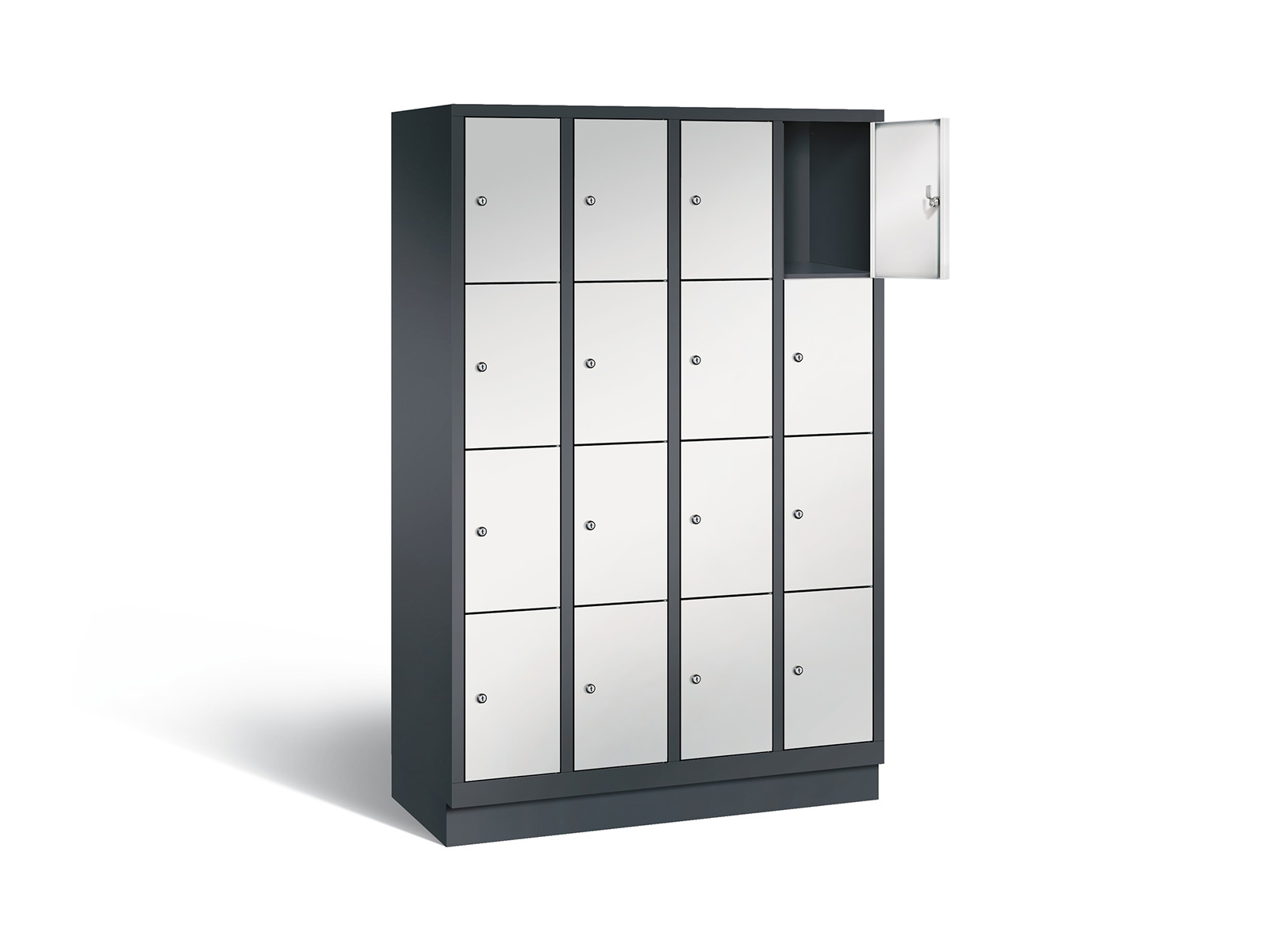 Schließfachschrank S3000 Evolo vier Fächer übereinander - 4 Abteile 300mm Abteilbreite