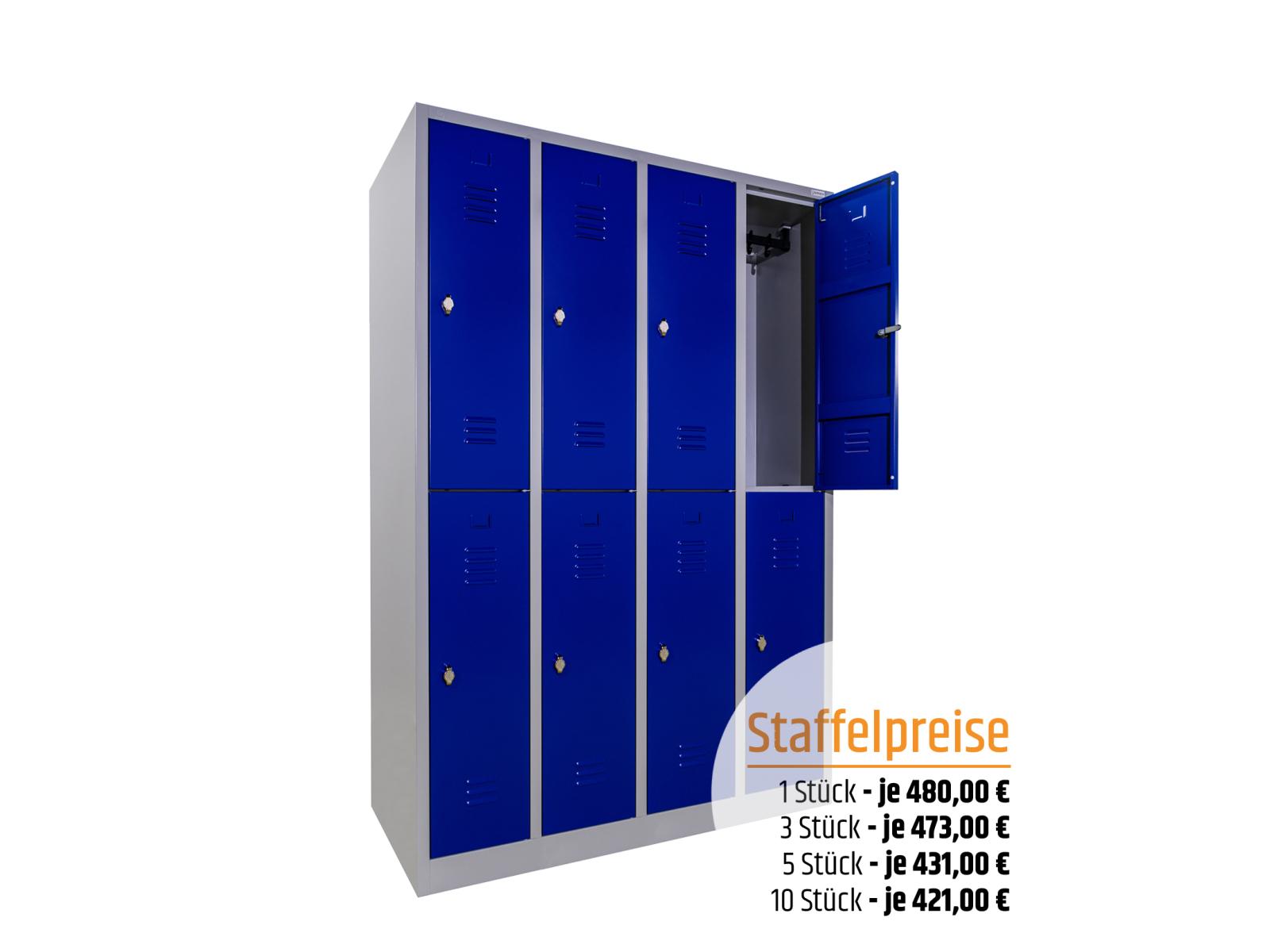 Spind Serie Ideal Spind doppelstöckig - 4 Abteile 300mm Abteilbreite