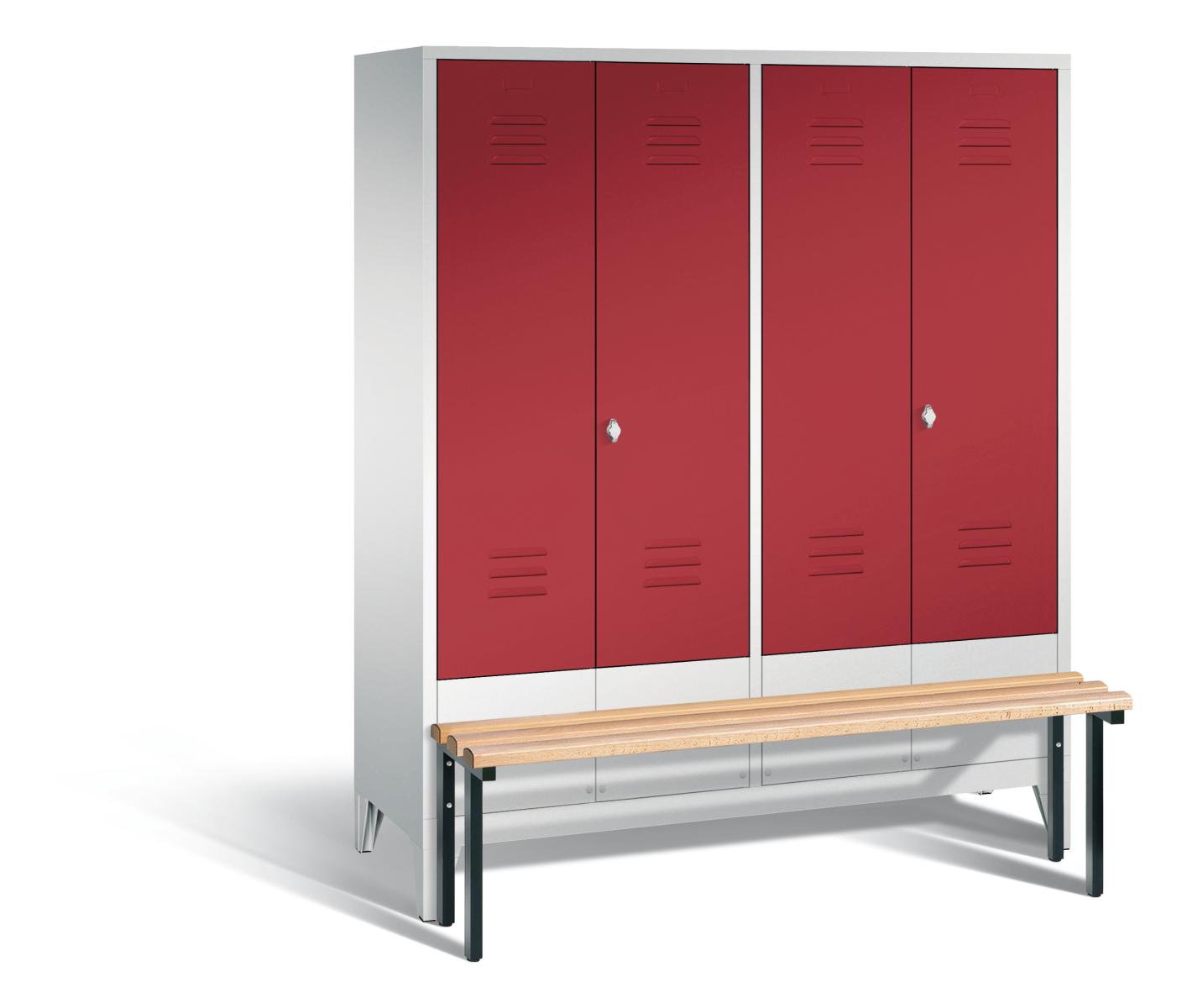 Spind nach Arbeitsstättenrichtlinien S2000 Classic mit vorgebauter Sitzbank- für 2 Person 4x400mm Abteilbreite
