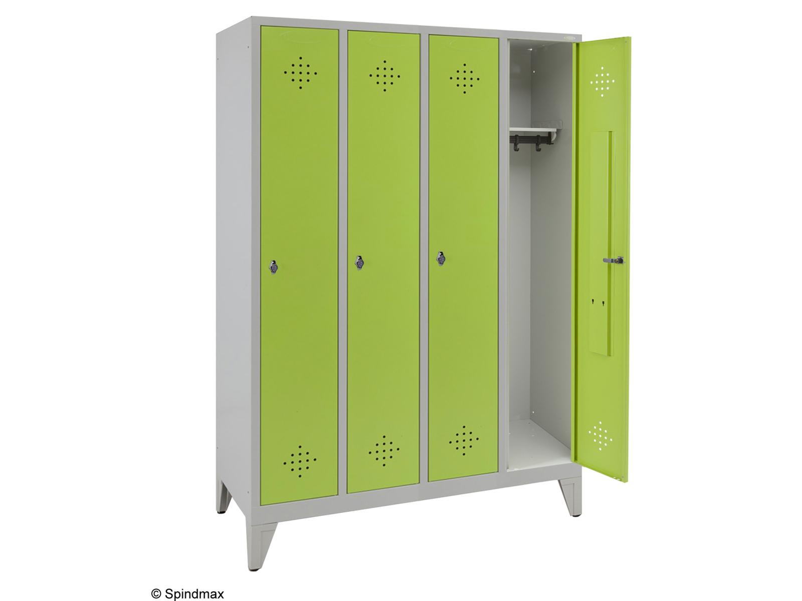 Spind Grüne Linie mit Füßen - 4 Abteile 300mm Abteilbreite