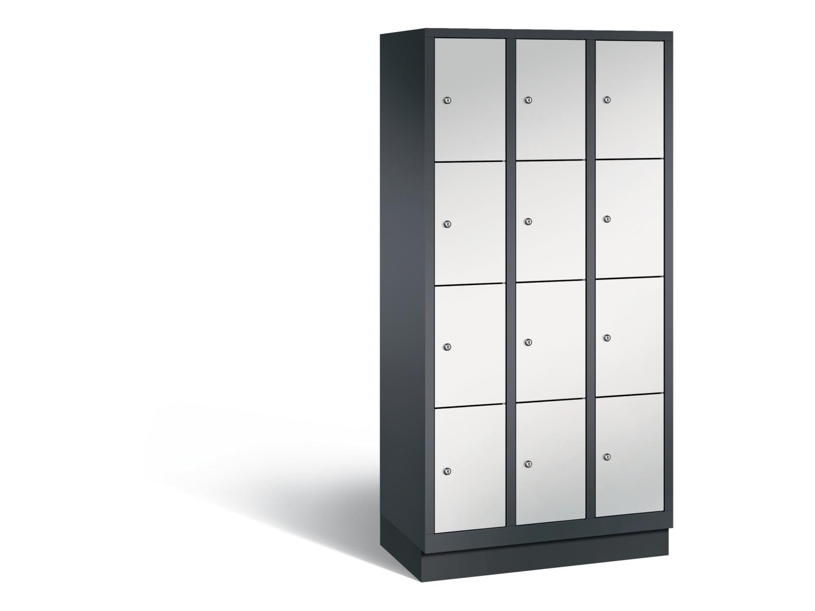 Schließfachschrank S3000 Evolo vier Fächer übereinander - 3 Abteile 300mm Abteilbreite