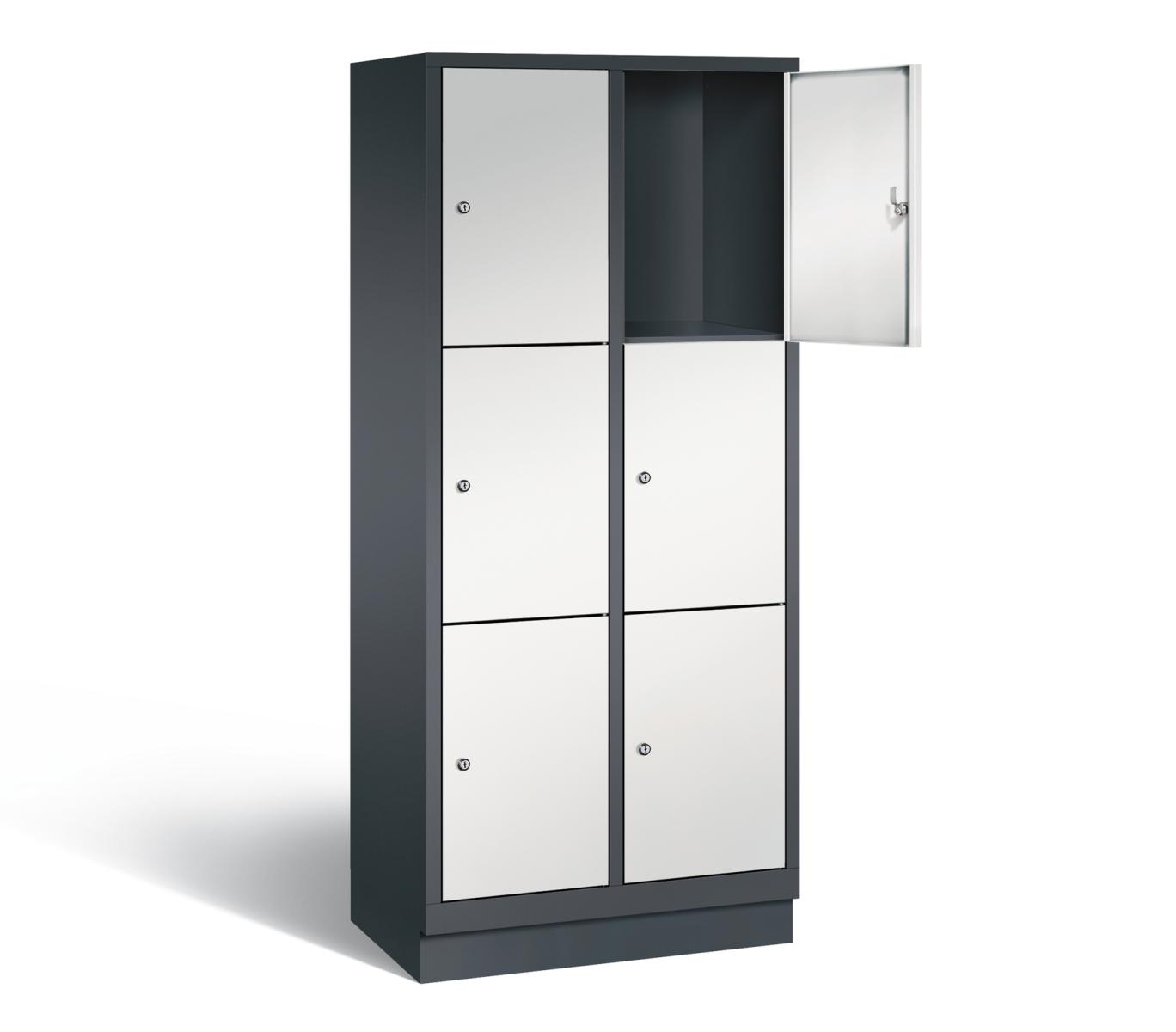 Schließfachschrank S3000 Evolo drei Fächer übereinander - 2 Abteile 400mm Abteilbreite