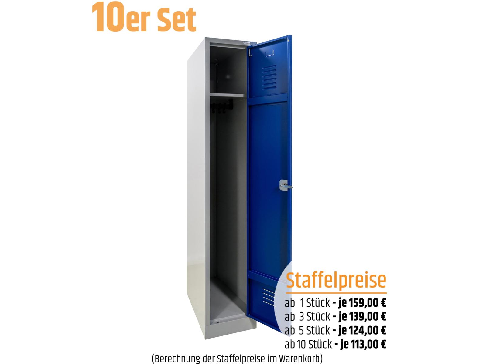 10 Stück Spind Serie IdealSpind - 1 Abteil 300mm Abteilbreite - Einzelpreis 113,00 EUR netto