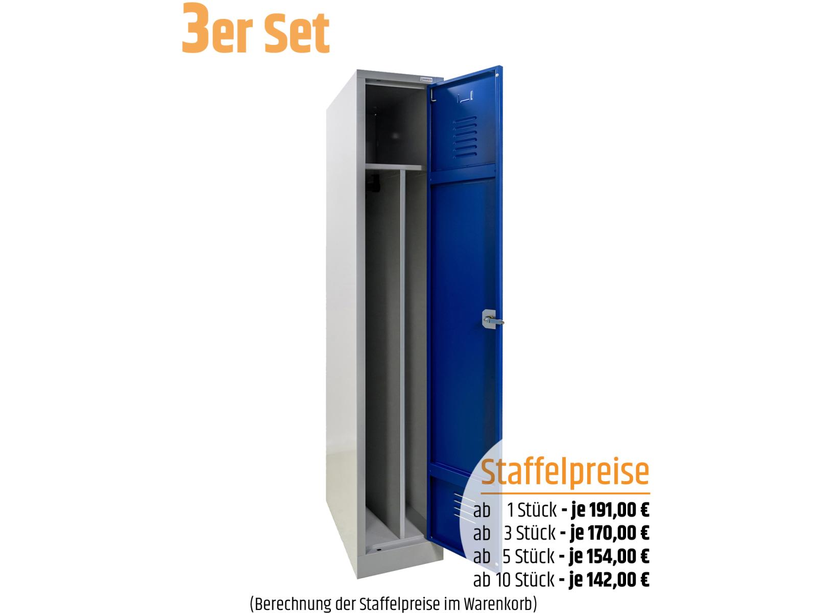 3 Stück Spind Serie IdealSpind - 1 Abteil 400mm Abteilbreite - Einzelpreis 170,00 EUR netto