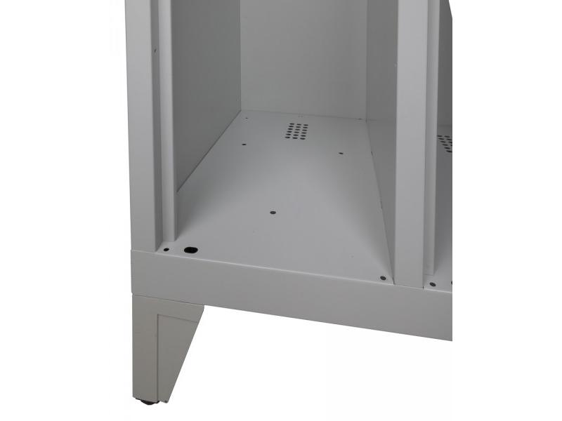 Spind doppelstöckig Grüne Linie mit Füßen - 2 Abteile 400mm Abteilbreite