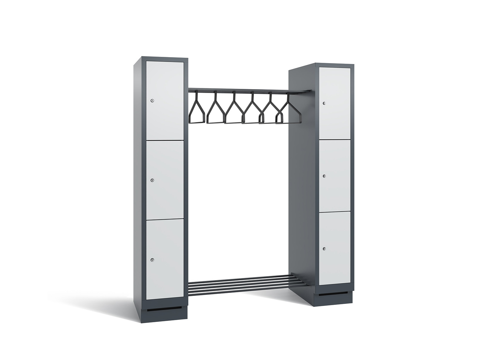 Offene Garderobe S3000 Evolo - 2 Abteile 6 Fächer 300mm Abteilbreite