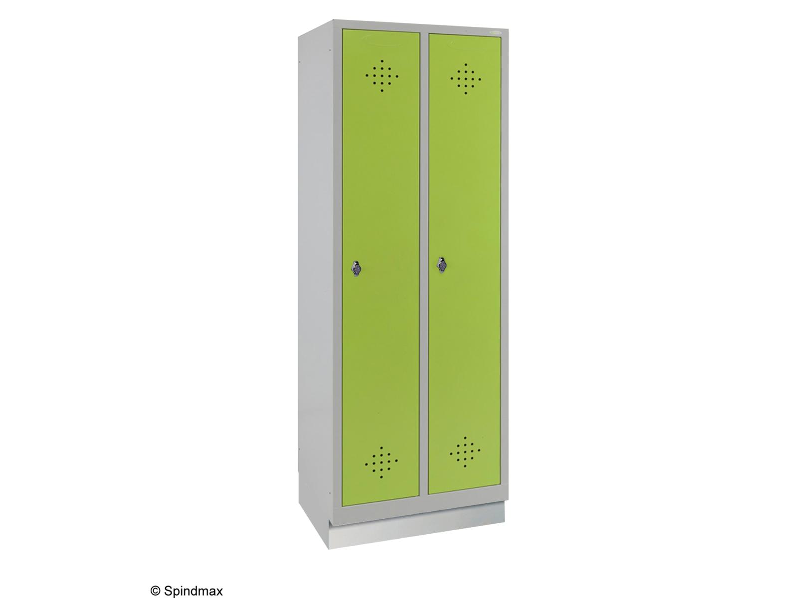 Spind Grüne Linie mit Sockel - 2 Abteile 300mm Abteilbreite