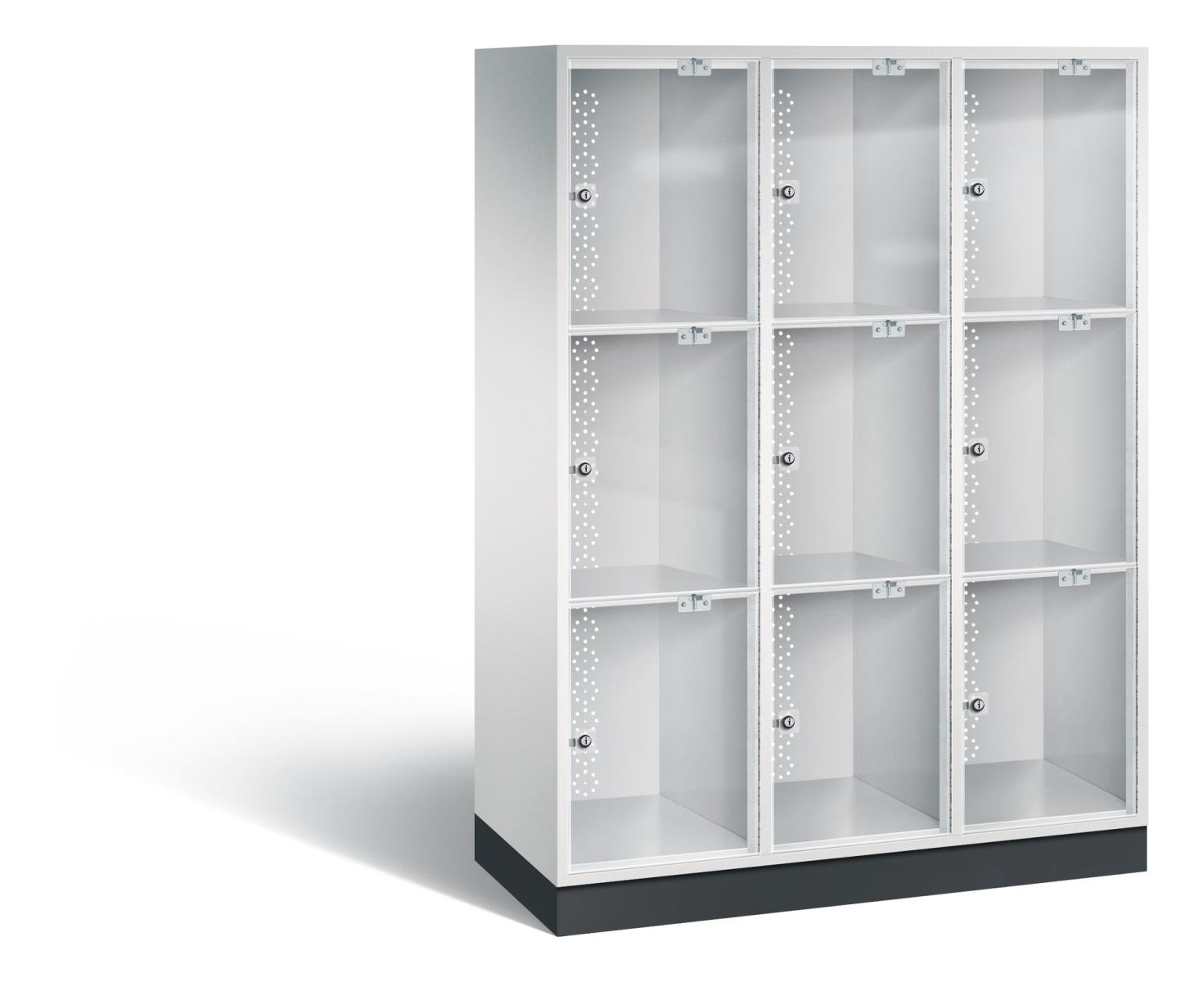 Schließfachschrank S4000 Intro mit Acrylglas 3 Abteile / 9 Fächer / 400mm Abteilbreite