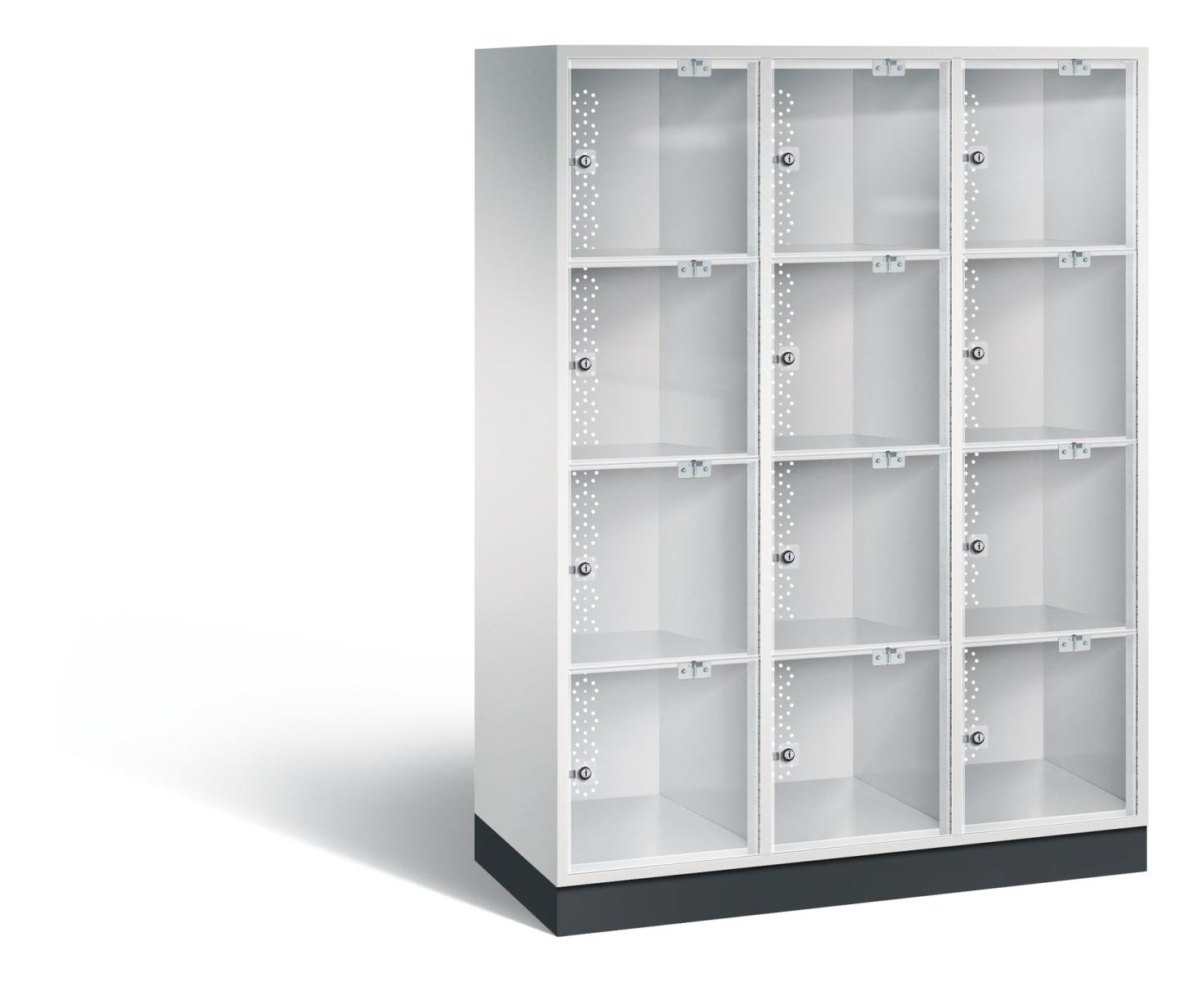 Schließfachschrank S4000 Intro mit Acrylglas 3 Abteile / 12 Fächer / 400mm Abteilbreite