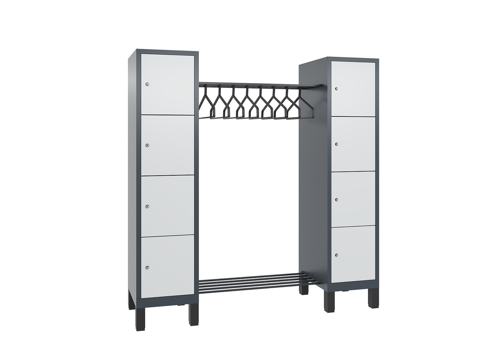 Offene Garderobe F3000 Evolo - 2 Abteile 8 Fächer 400mm Abteilbreite