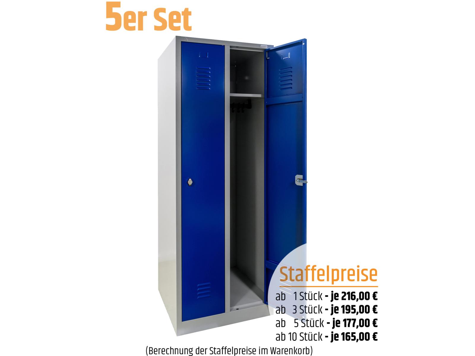 5 Stück Spind Serie IdealSpind - 2 Abteile 300mm Abteilbreite - Einzelpreis 177,00 EUR netto