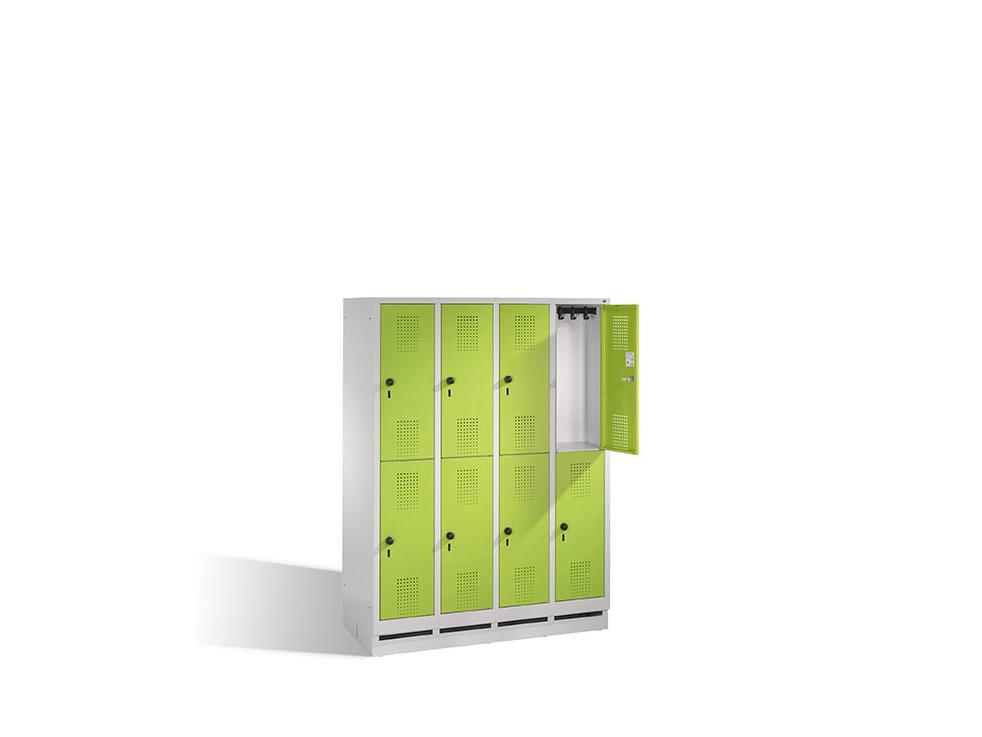Spind Leon - Garderobenschrank unterteilt für Grundschulen - 4 Abteile / 8 Fächer