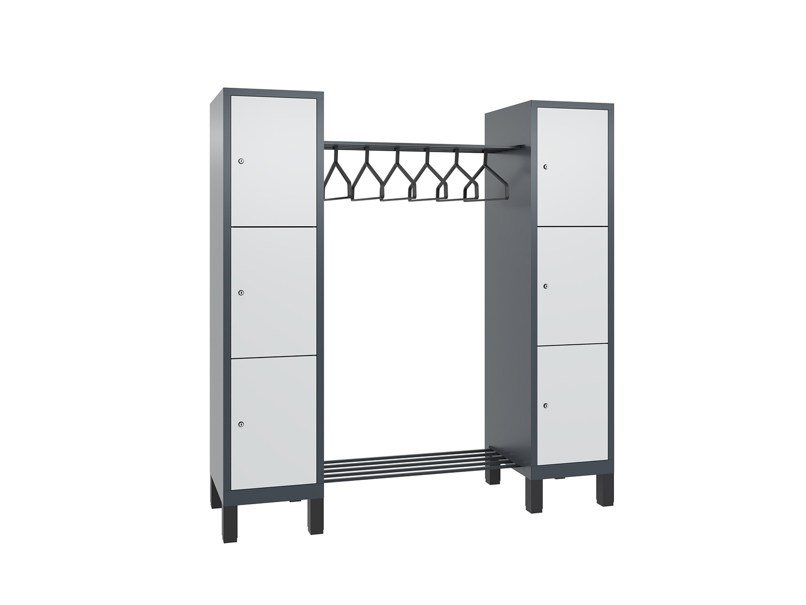 Offene Garderobe F3000 Evolo - 2 Abteile 6 Fächer 400mm Abteilbreite