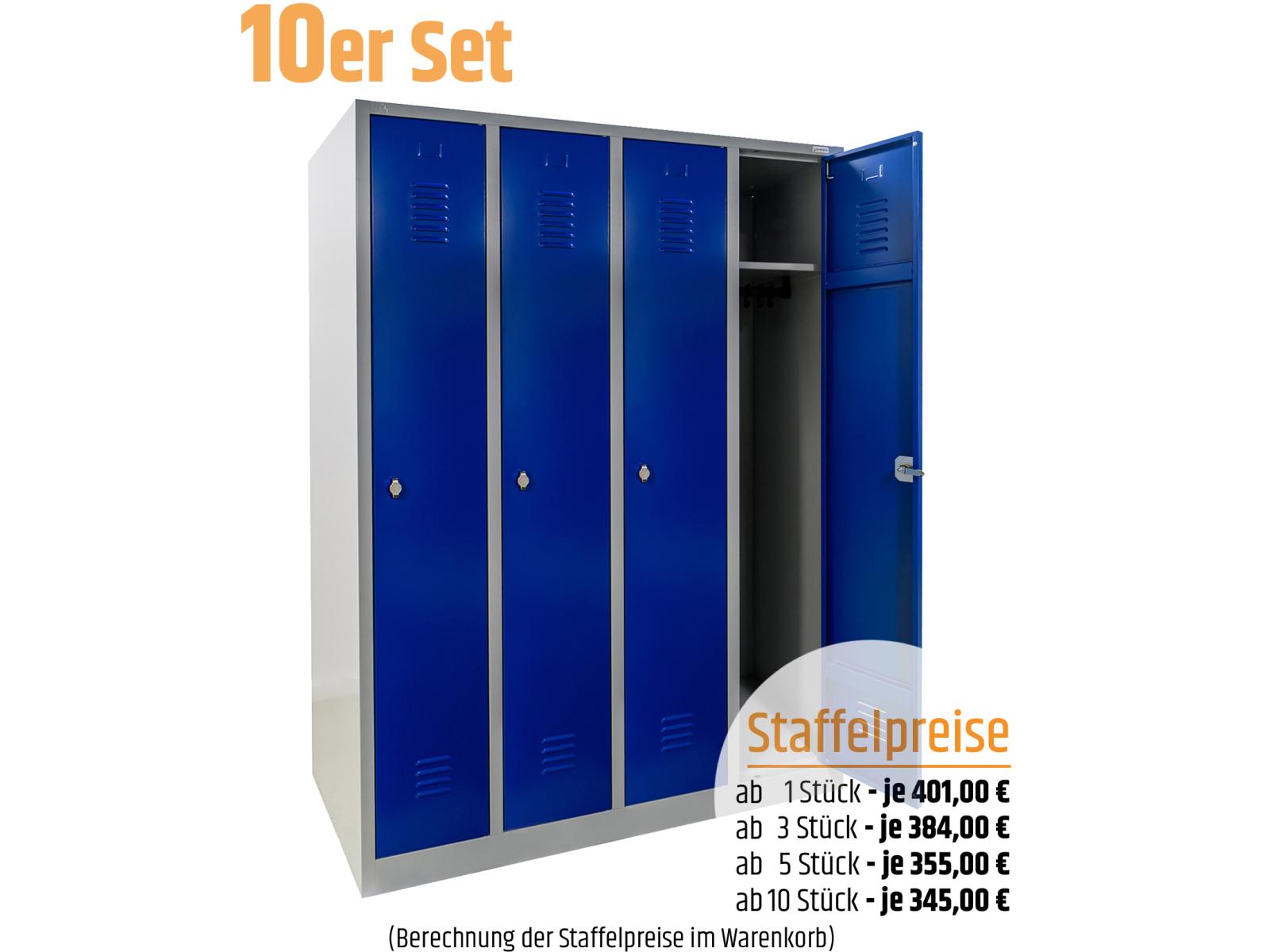 10 Stück Spind Serie IdealSpind - 4 Abteile 300mm Abteilbreite - Einzelpreis 345,00 EUR netto
