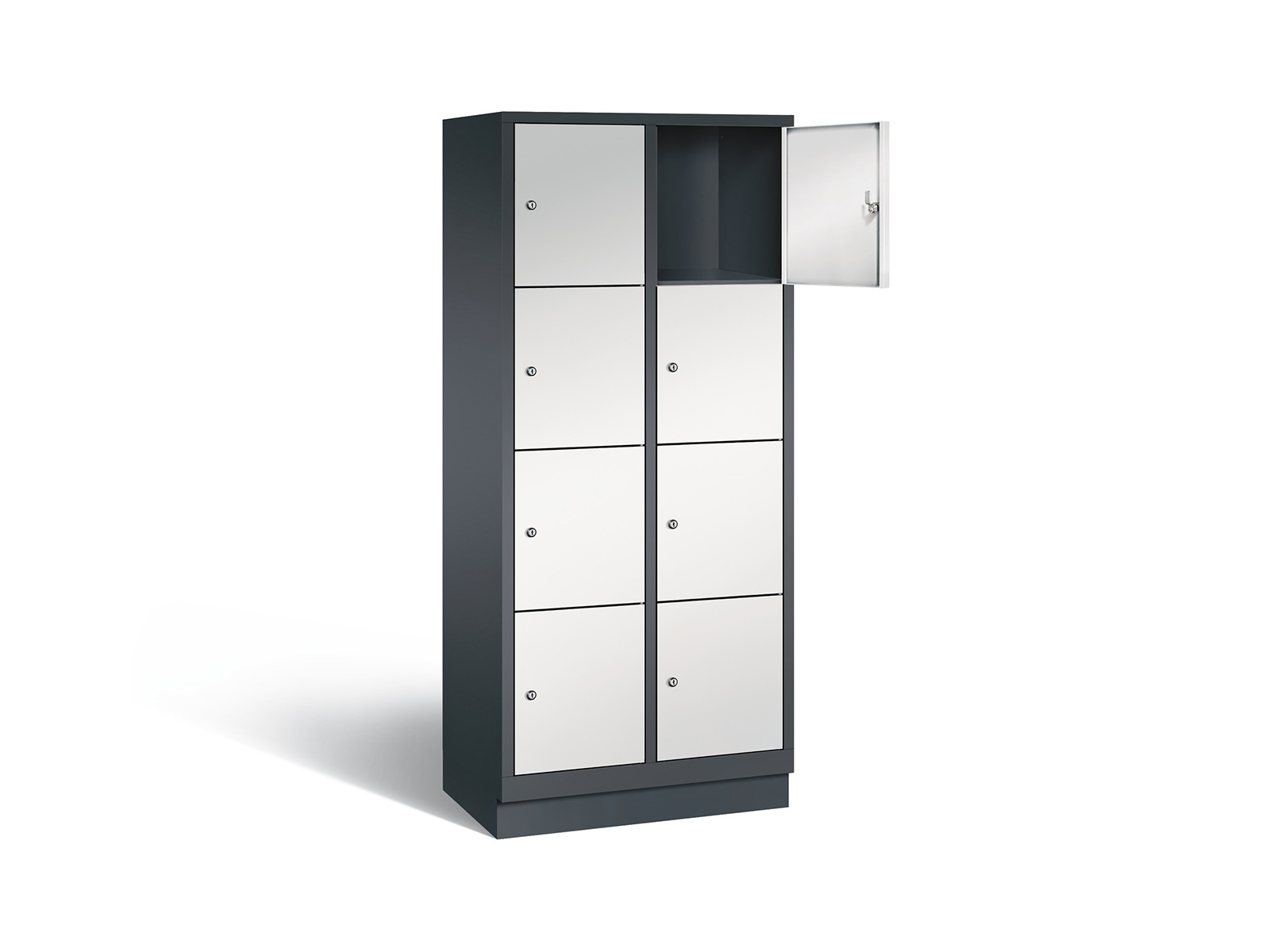 Schließfachschrank S3000 Evolo vier Fächer übereinander - 2 Abteile 400mm Abteilbreite