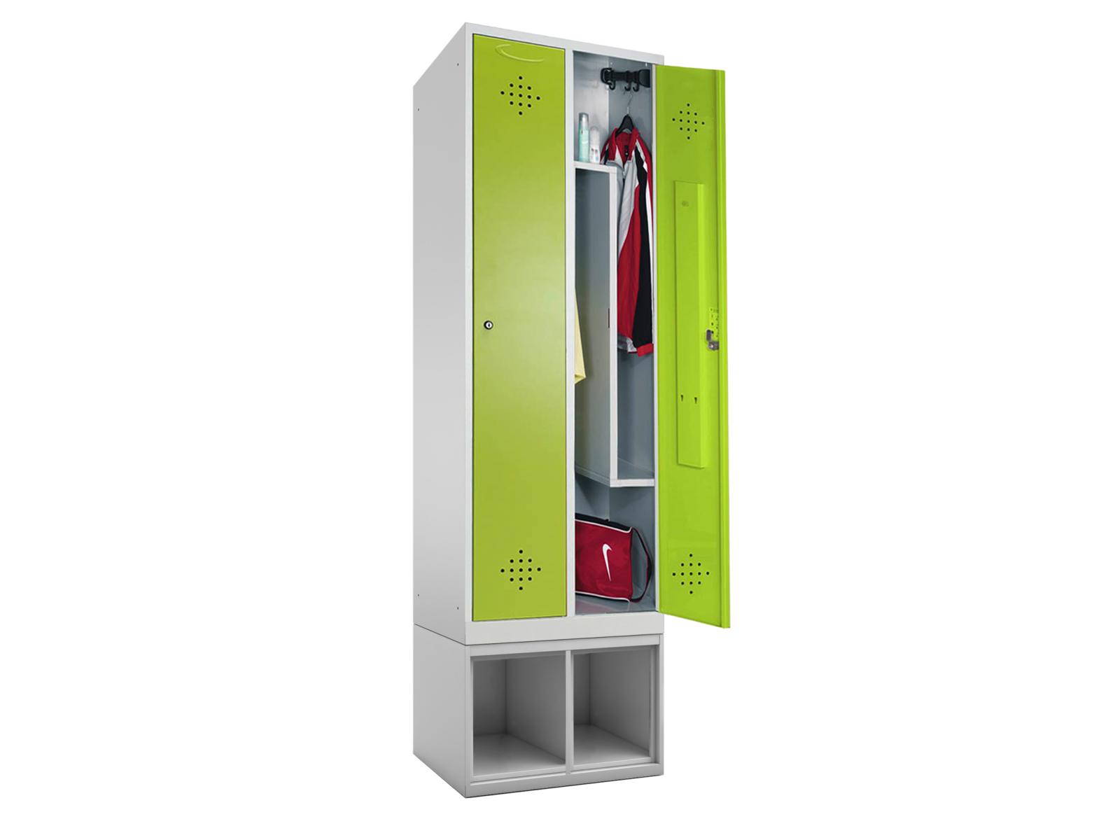 Spind Grüne Linie - mit Schuhbox und Z-Inneneinteilung -2 Abteile 400mm Abteilbreite