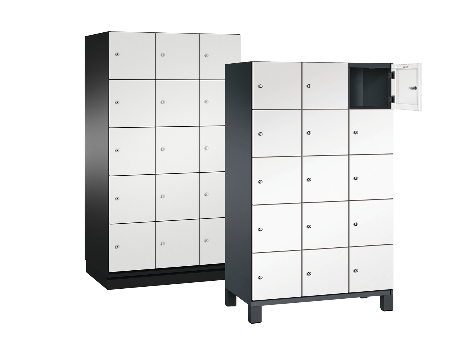 Schließfachschrank Cambio - 15 Fächer / 3 Abteile 300mm Abteilbreite