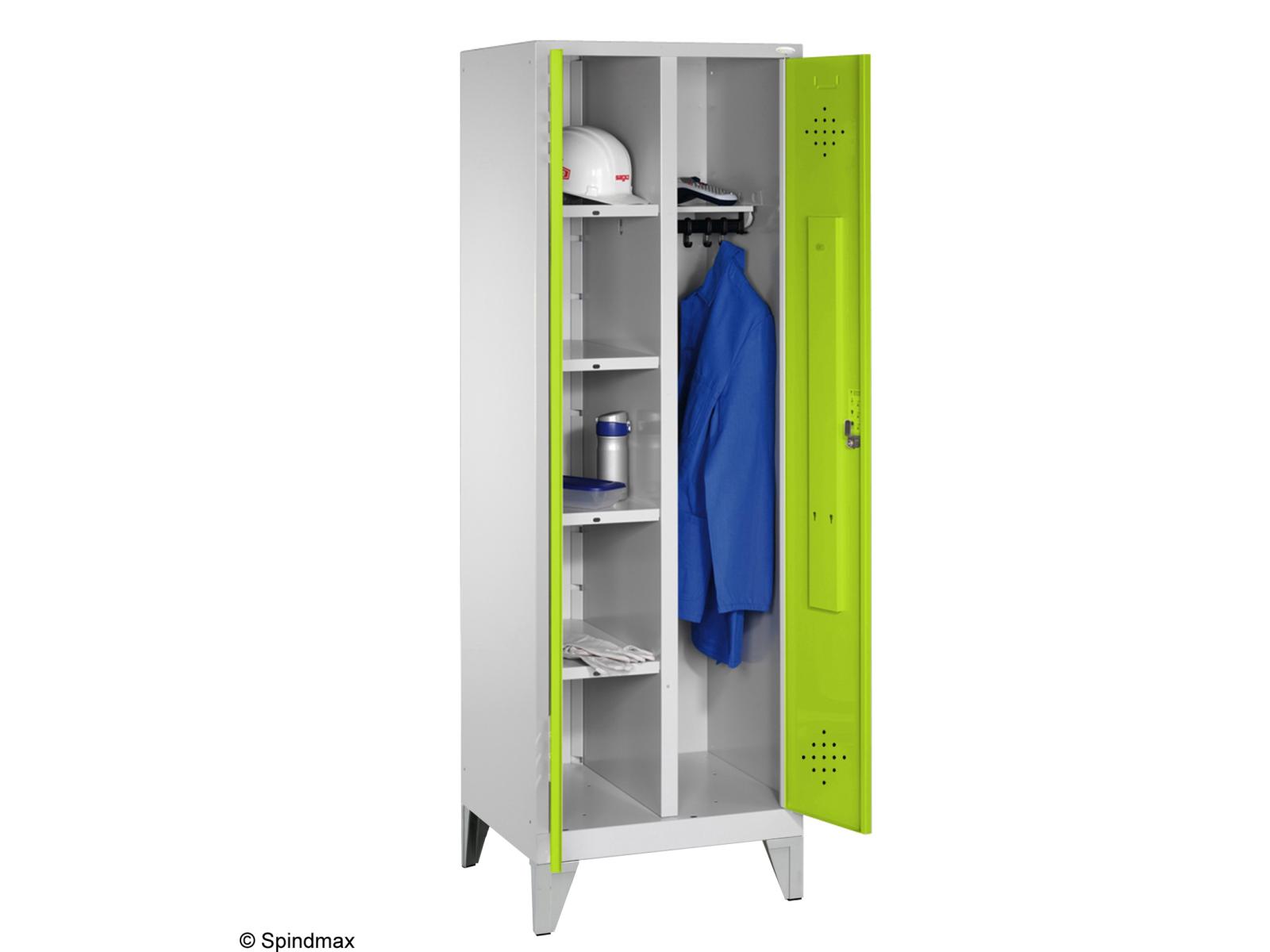 Spind Grüne Linie mit Füßen -Wäsche-Garderobenschrank -2 Abteile 300mm Abteilbreite