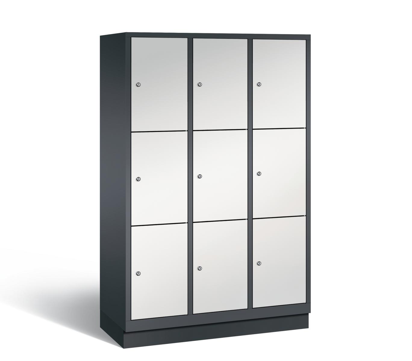 Schließfachschrank S3000 Evolo drei Fächer übereinander - 3 Abteile 400mm Abteilbreite