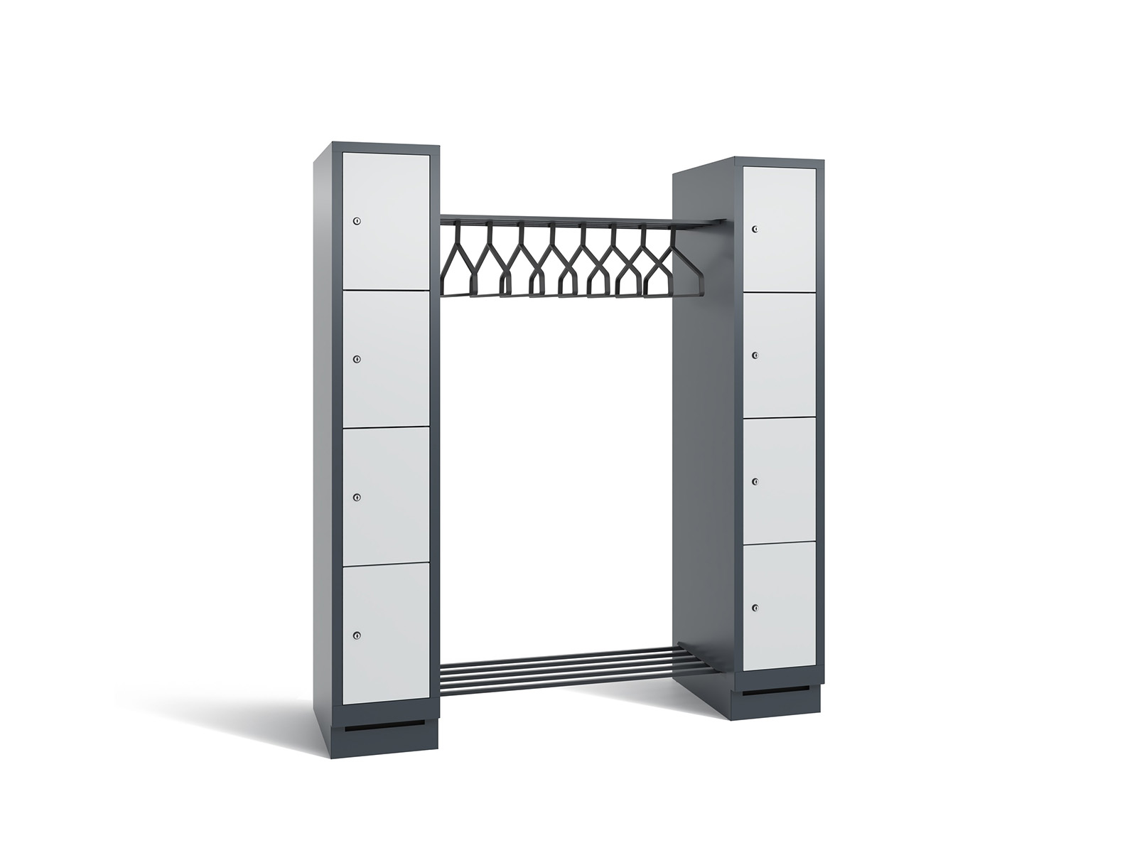 Offene Garderobe S3000 Evolo - 2 Abteile 8 Fächer 300mm Abteilbreite