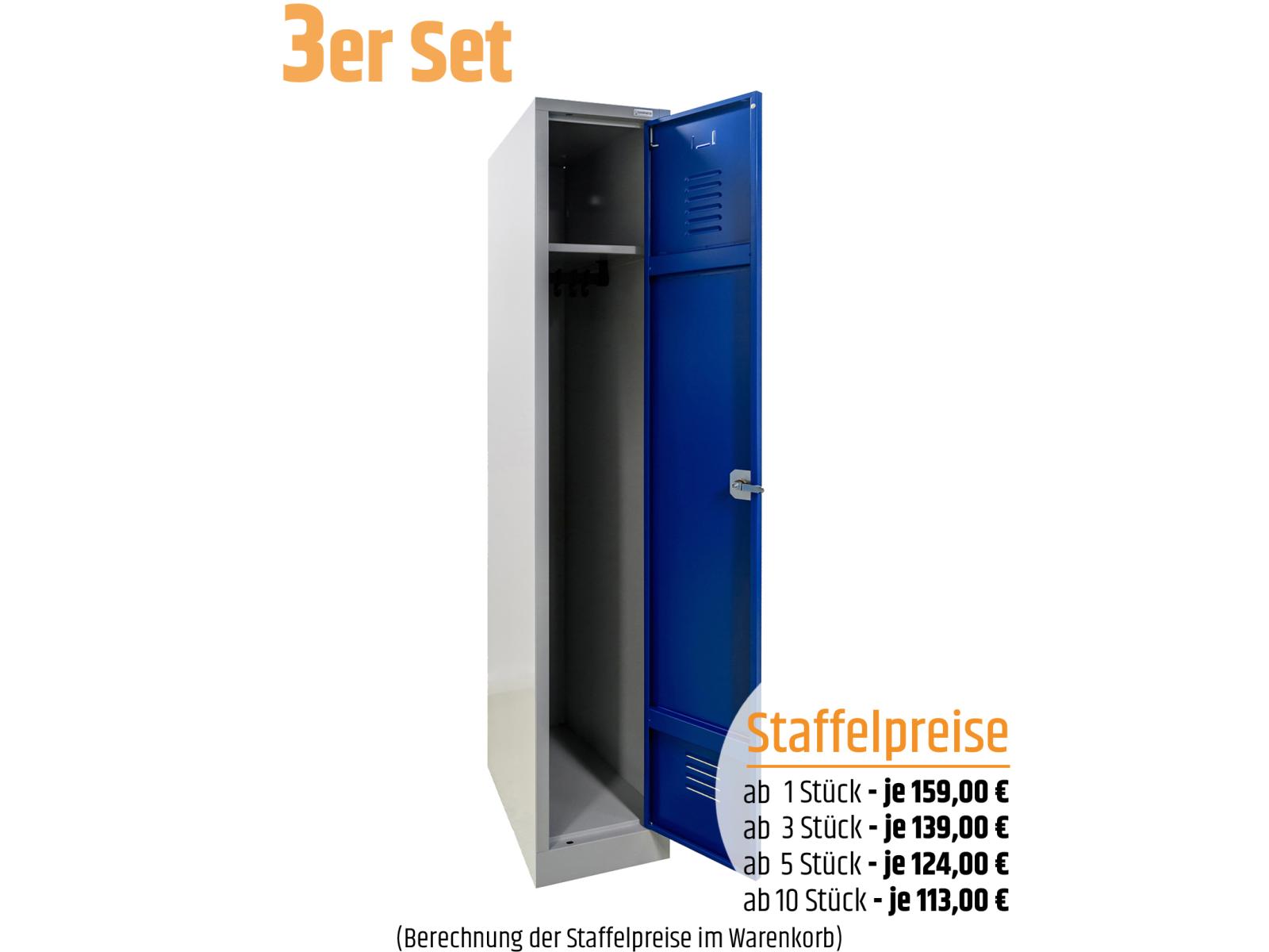3 Stück Spind Serie IdealSpind - 1 Abteil 300mm Abteilbreite - Einzelpreis 139,00 EUR netto