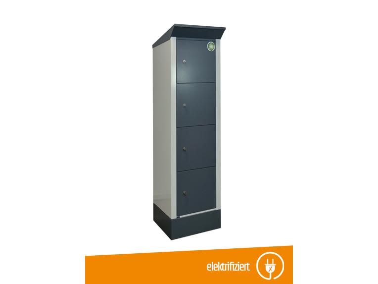 E-Bike Ladestation / Ladeschrank - 4 Ladeeinheiten aus Stahl IP 44 Outdoor