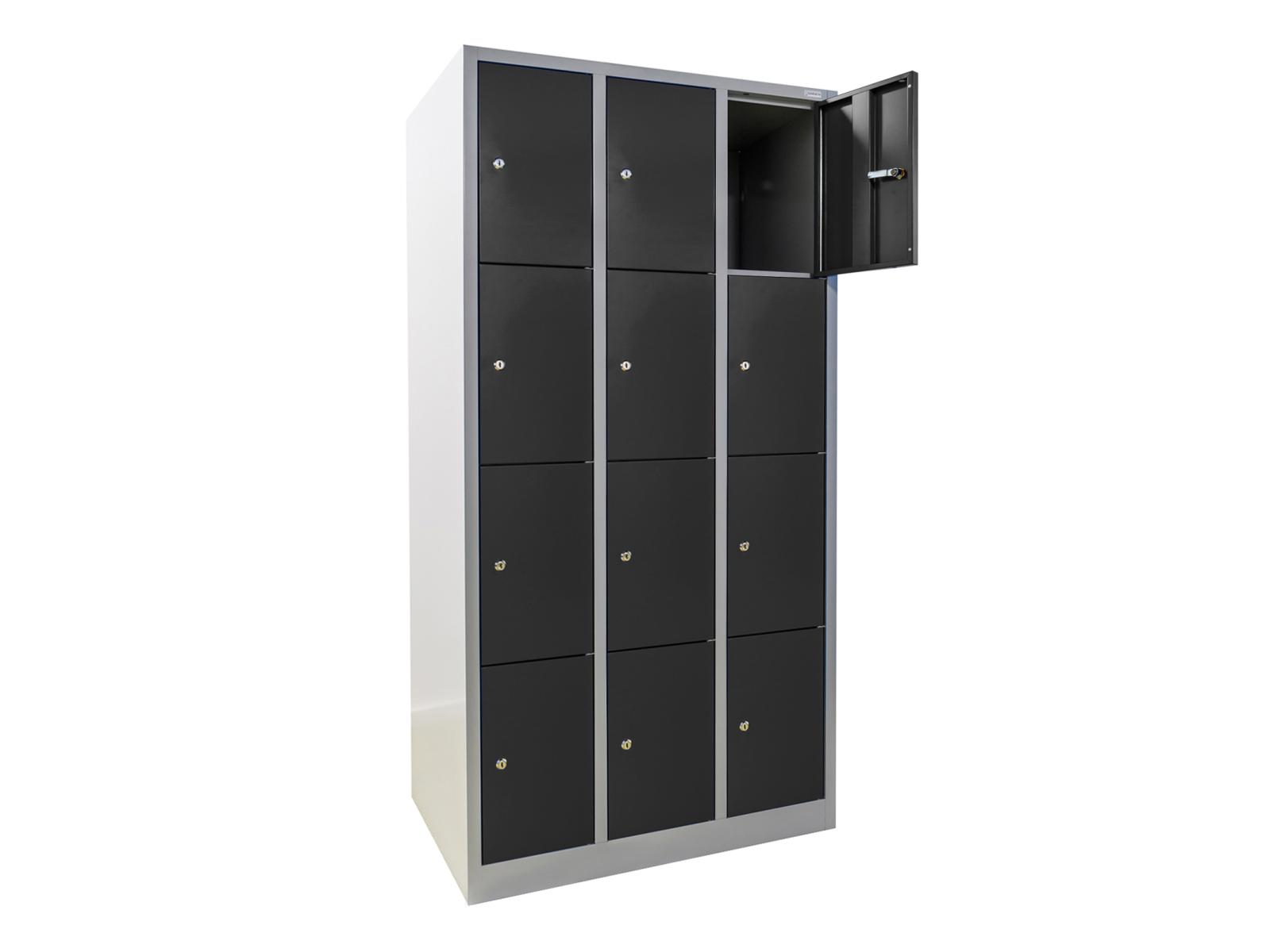 Schließfachschrank Serie Ideal Spind - 12 Fächer / 3 Abteile 400mm Abteilbreite