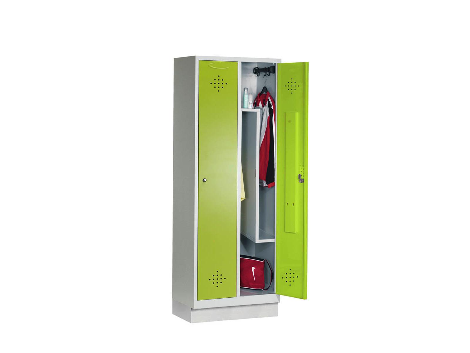 Spind Grüne Linie mit Sockel - 2 Abteile 400mm Abteilbreite mit Z-Inneneinteilung