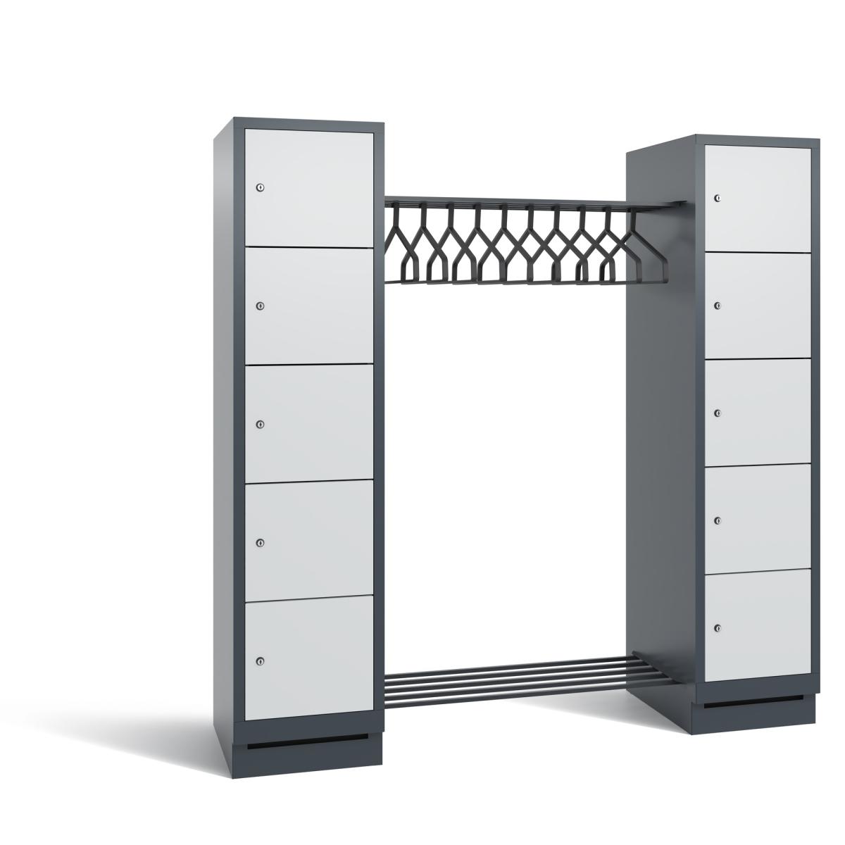 Offene Garderobe S3000 Evolo - 2 Abteile 10 Fächer 400mm Abteilbreite