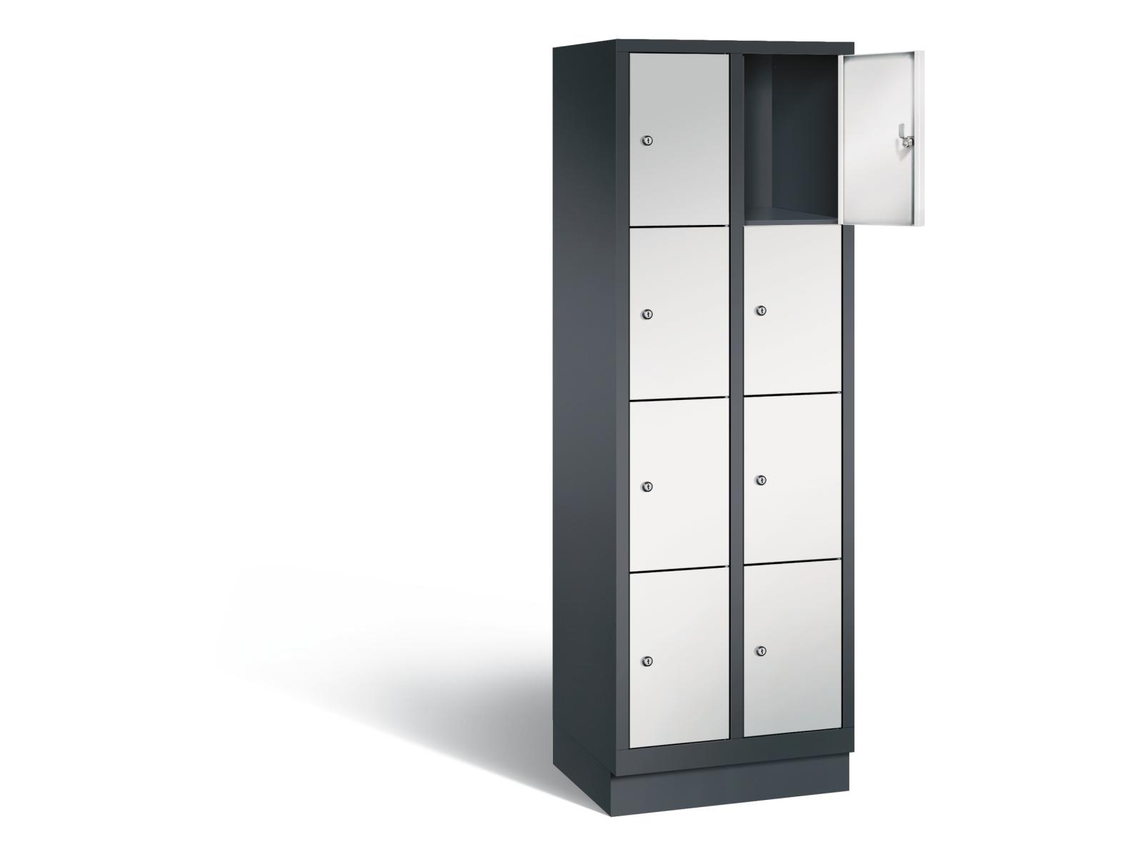 Schließfachschrank S3000 Evolo vier Fächer übereinander - 2 Abteile 300mm Abteilbreite