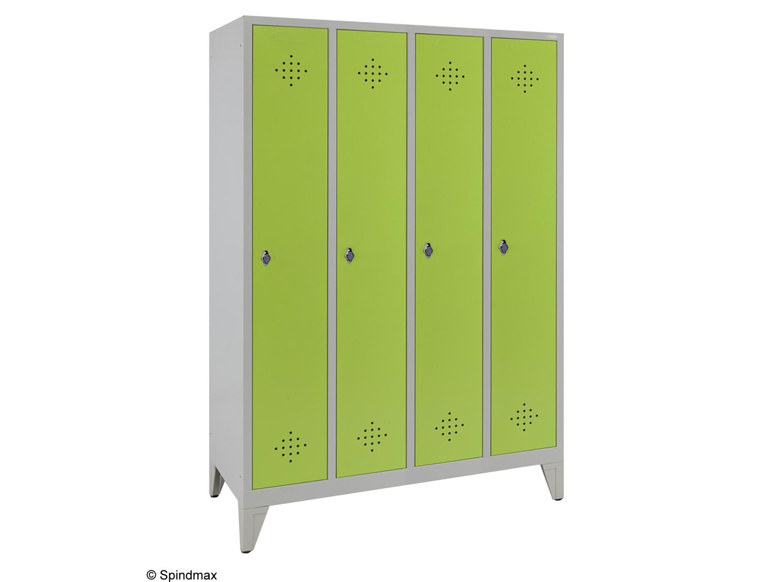 Spind Grüne Linie mit Füßen - 4 Abteile 300mm Abteilbreite